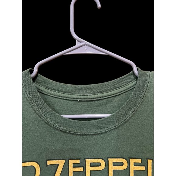 Led Zeppelin Graphic Tee Green With Symbols Rock Band Shirt Unisex Cotton Size L - Picture 8 of 8